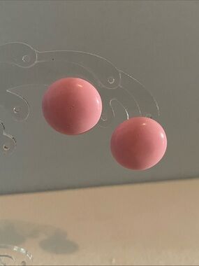 Round Pink Button Stud Earrings
